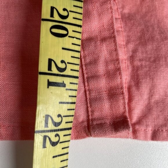 Tracy M 100% Linen Button Down Top Blouse Size S Salmon Ruffle Front Romantic - Picture 8 of 8